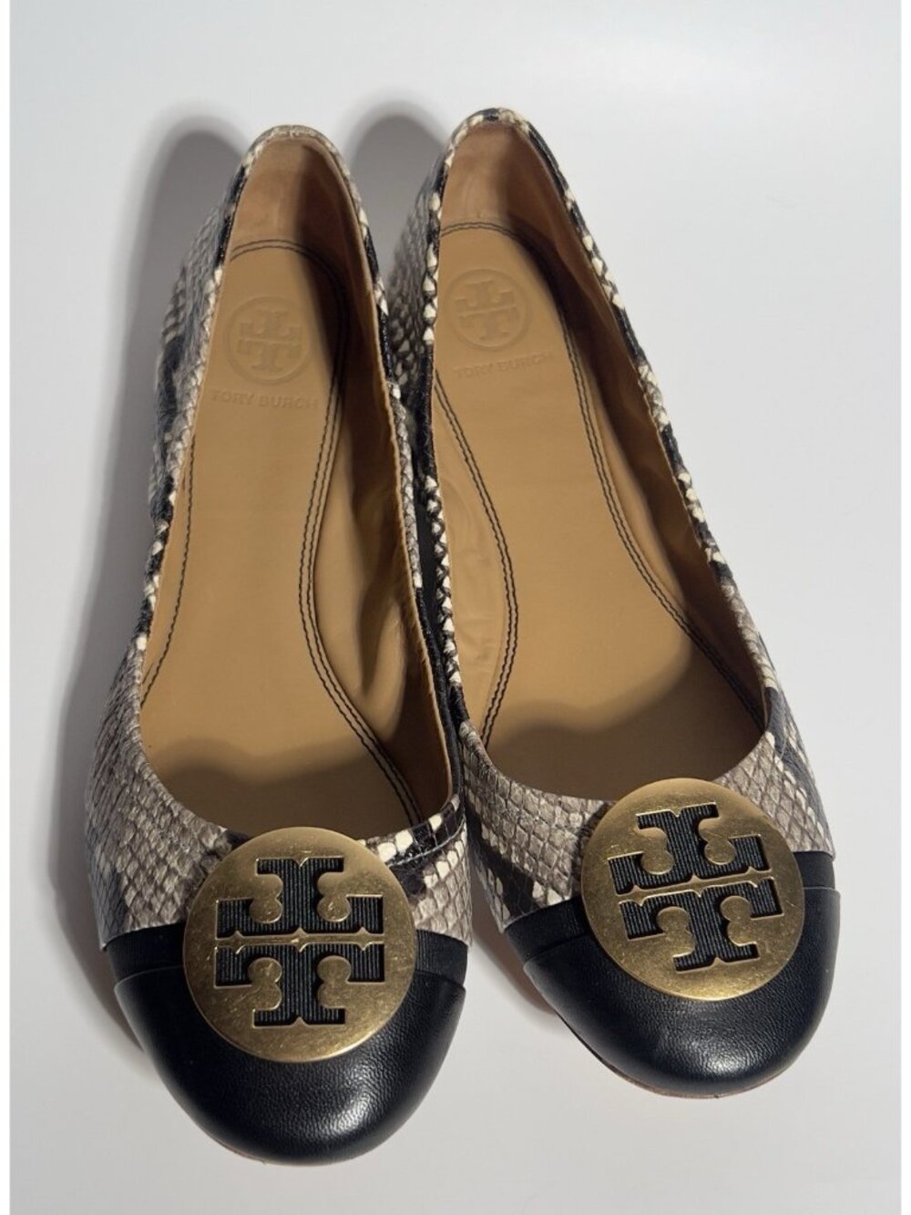 Tory Burch Snakeskin Print Ballet Flats Women’s Size 7.5 with Box